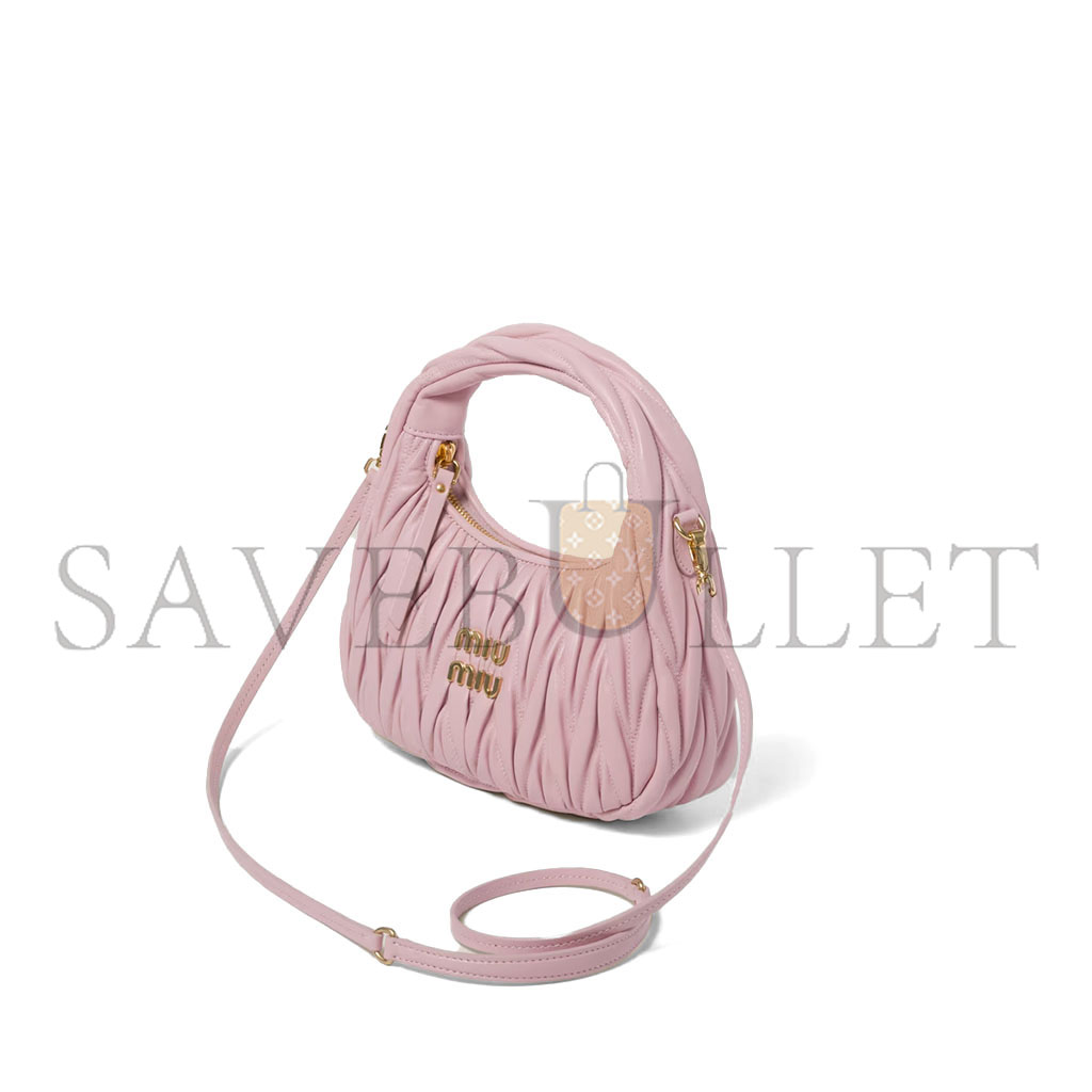 MIU MIU WANDER MATELASSÉ NAPPA LEATHER HOBO BAG 5BC125 (20*17*6cm)